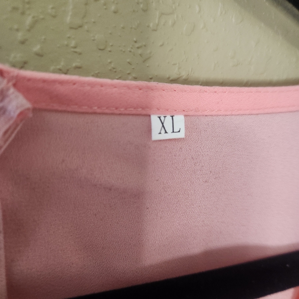 Pink, white, and black jumpsuit. Polka dots on bottom. Pink blouse, shor… - Picture 5 of 6